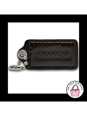 COACH HANG TAG Bag Charm Keychain Fob Mahogany Brown Polished Leather 3" XL